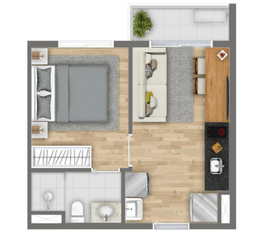 26 m² - 1 dorm.