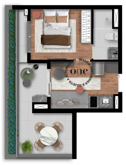 36m² - 1 dorm. - Carinás