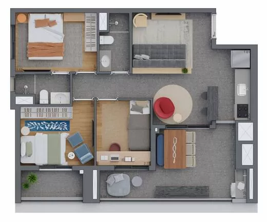 Planta 03 - 3 dorm 79m²