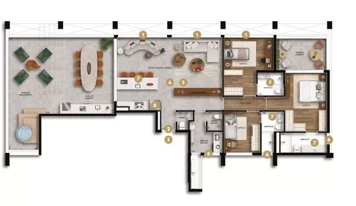 Planta 11 - 3 dorm 192m² - cobertura horizontal