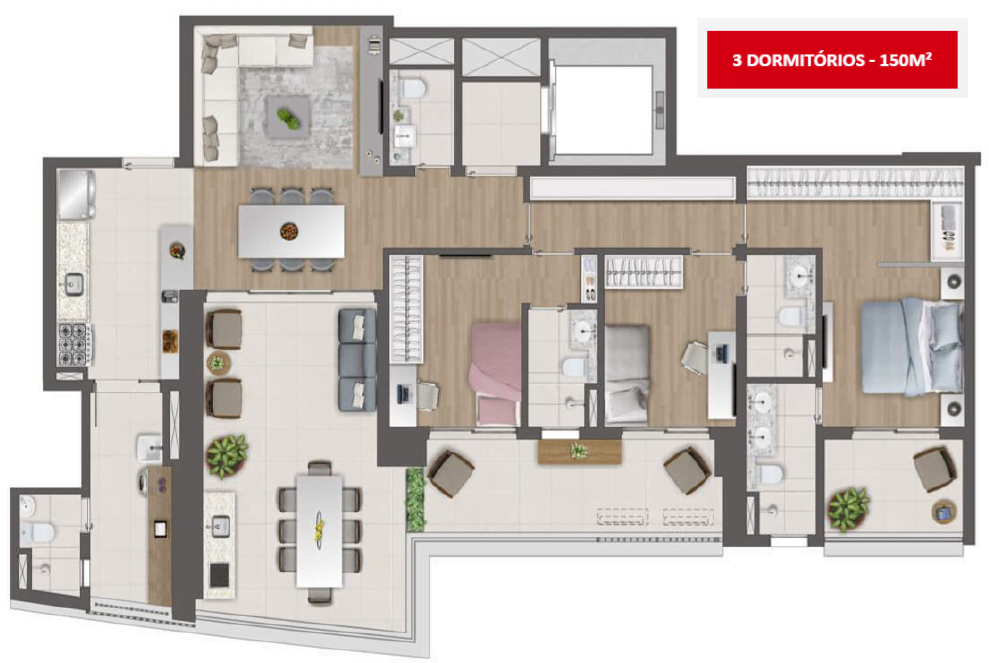 150m² - 3 Suítes