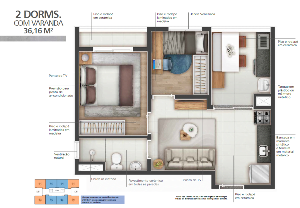 36m² - 2 dormitórios