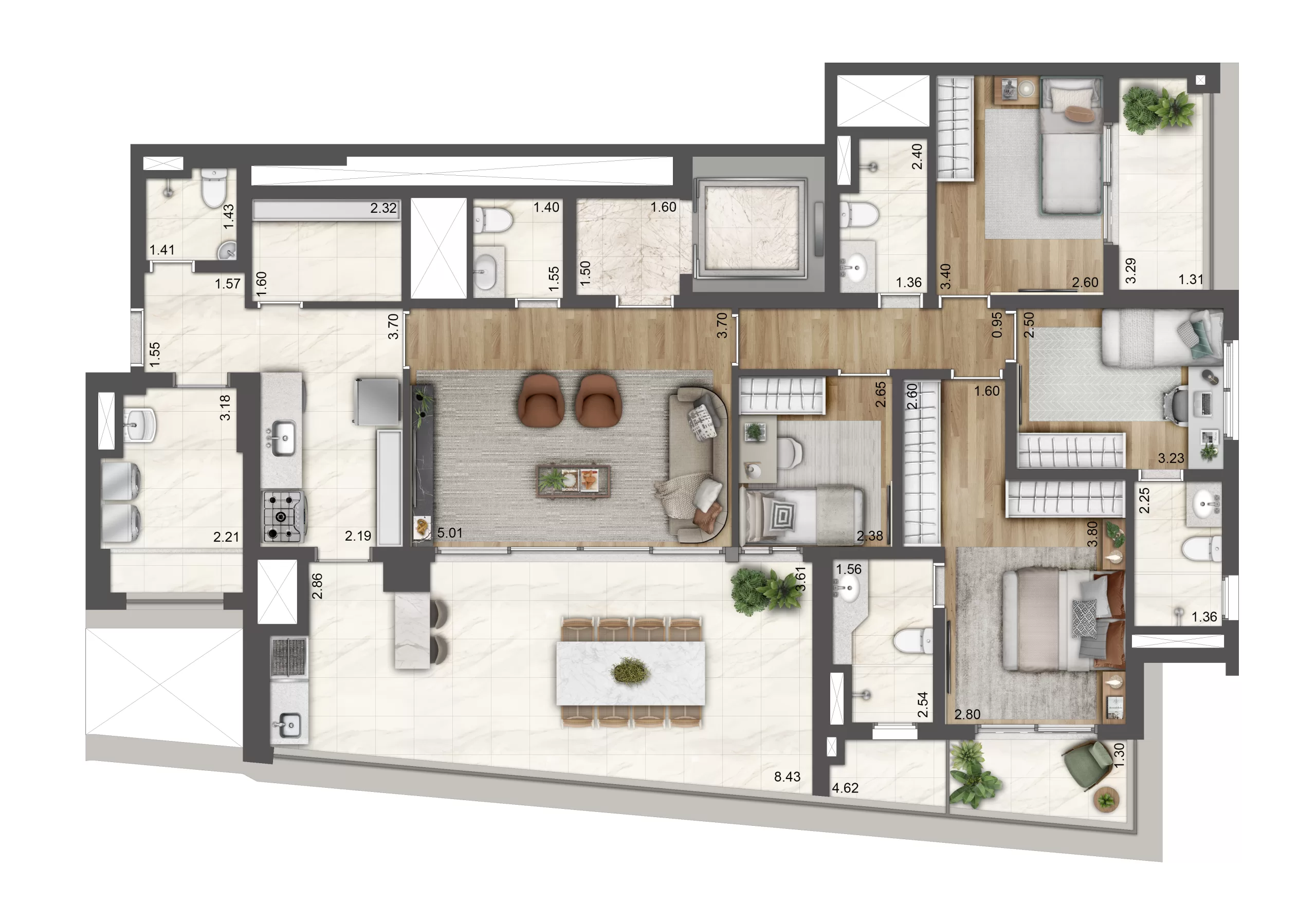 162 m² | 2 Vagas – Petra Brooklin: Apartamentos de alto padrão na planta