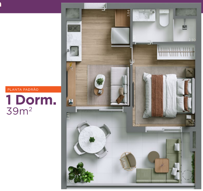 39m² - 1 dorm.