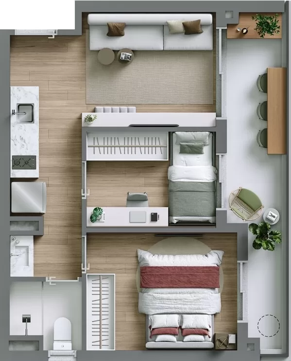 2 dorm | 43m² – Ryt Paulista