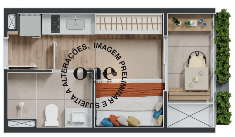 STUDIO FLAT 23m² - FINAIS IMPARES DE 01 A 17