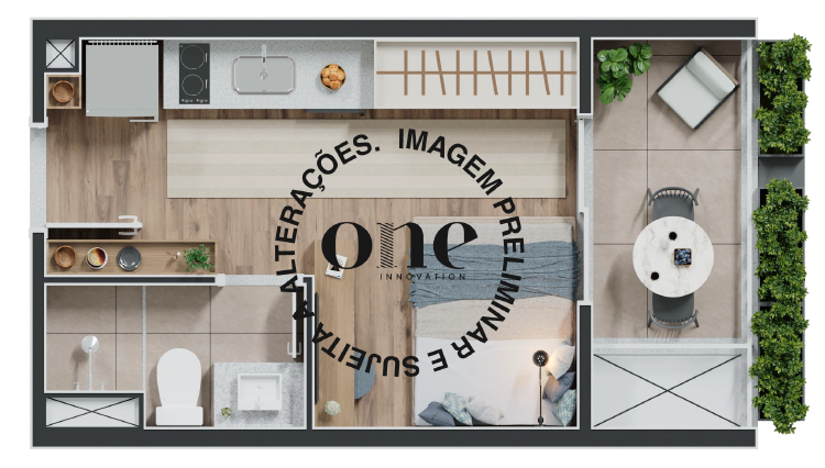 STUDIO RESIDENCIAL 23m² - FINAIS IMPARES DE 01 A 17