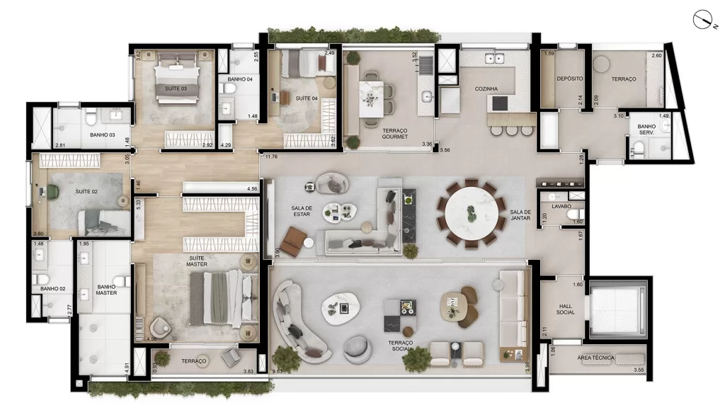 4 dorm 262m² - opção 1