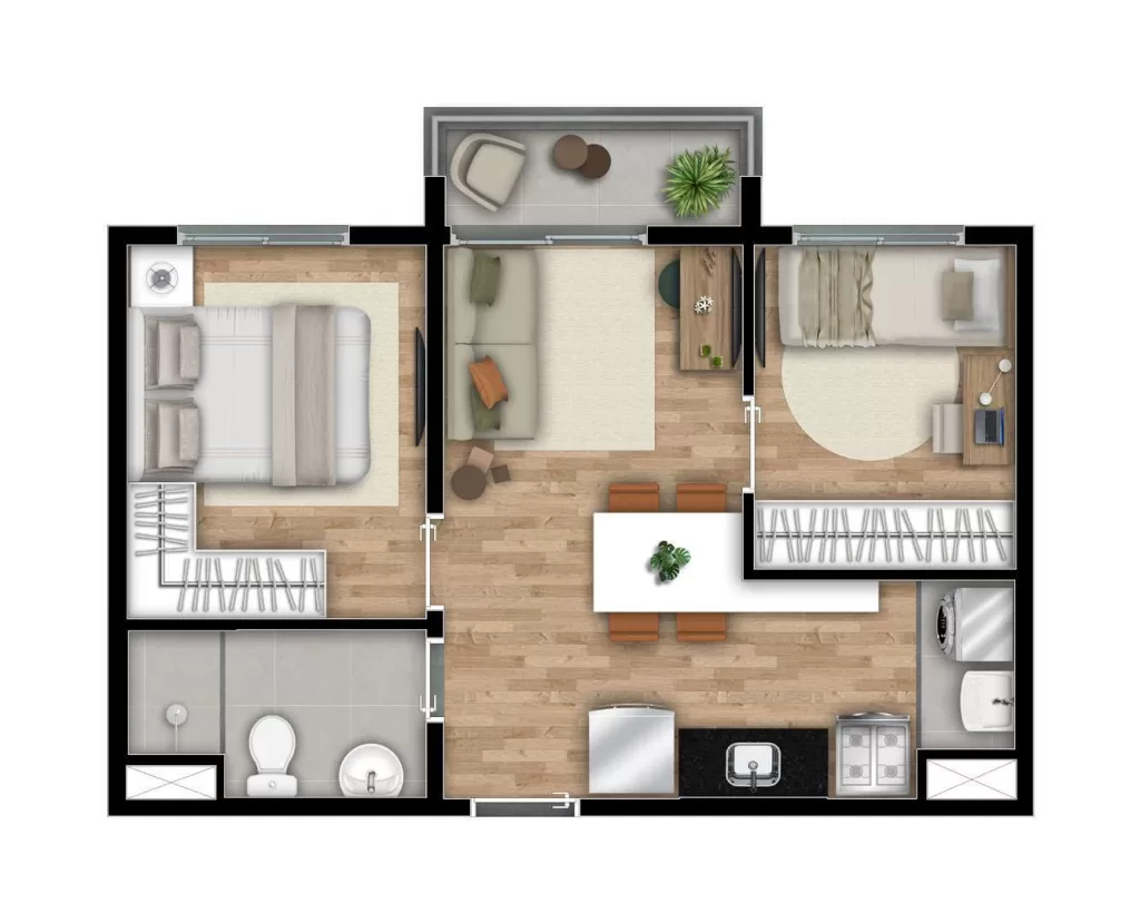 Planta 06 - 2 dorm 37m²