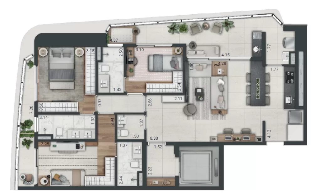3 dorm 122m²