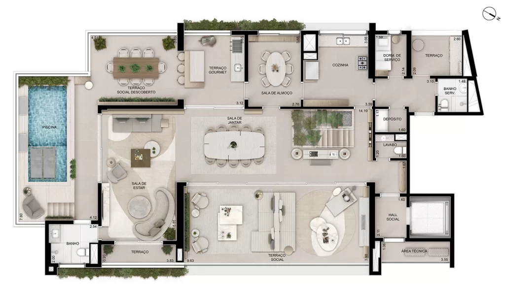 4 dorm 482m² - cobertura duplex - inferior
