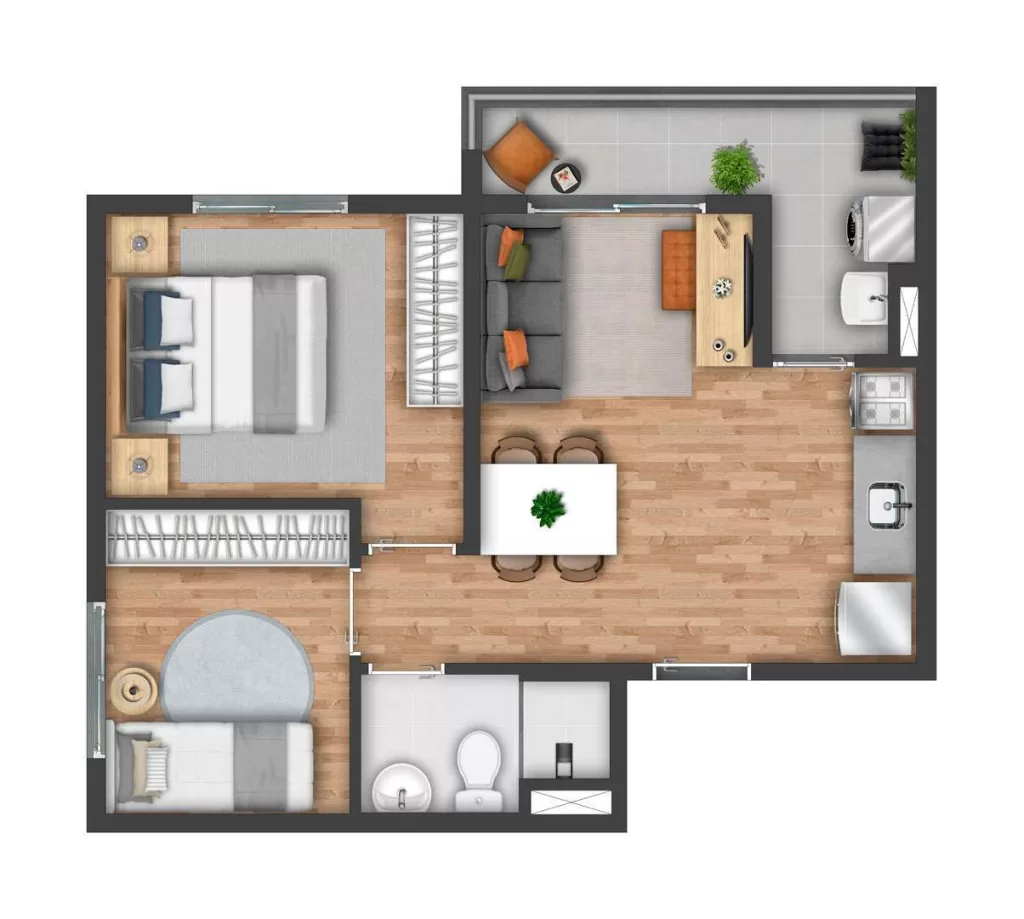Planta 07 - 2 dorm 41m²