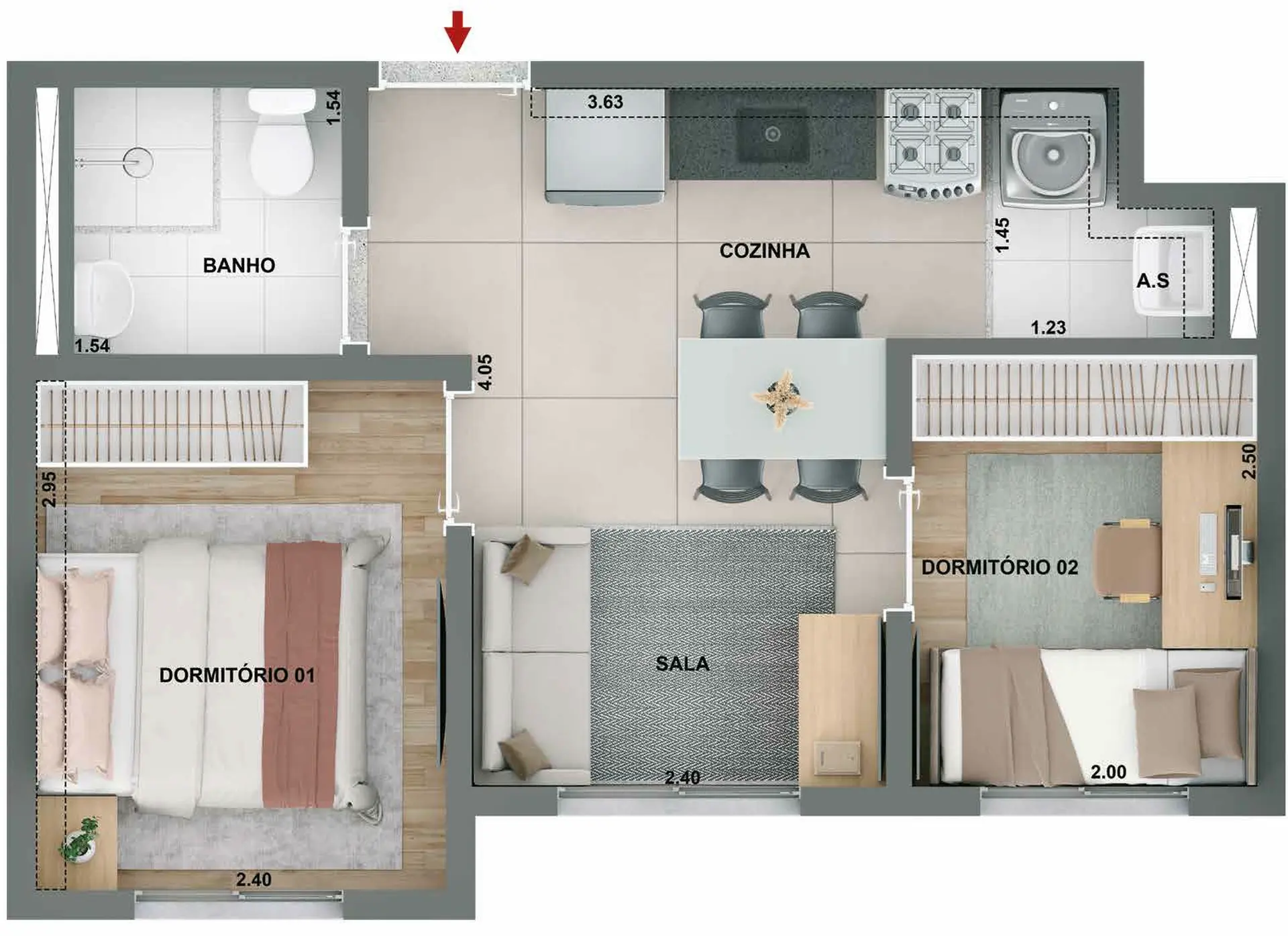 Planta 1 – Mérito Lapa | Lançamento da Cury na Vila Anastácio