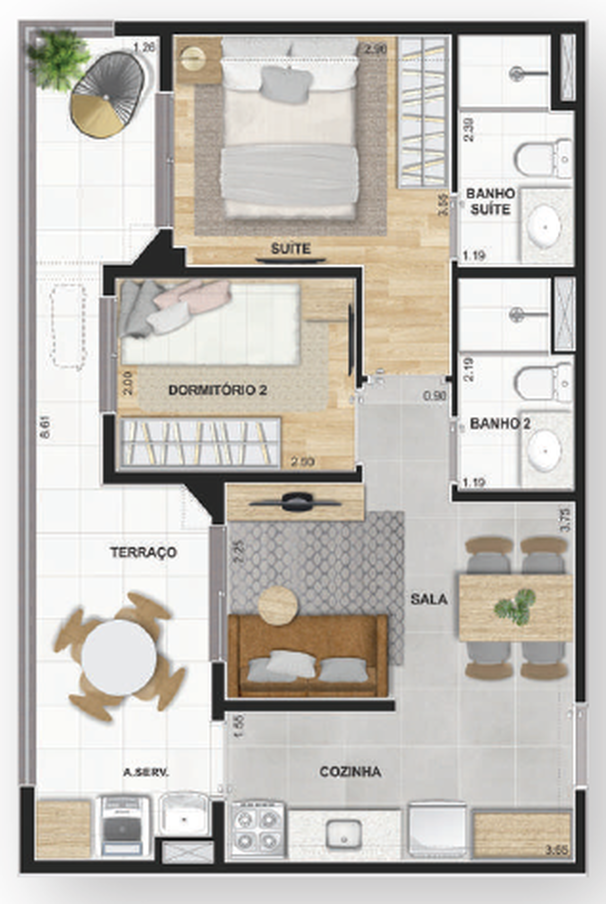 Planta 06 - 2 dorm 52,06m²