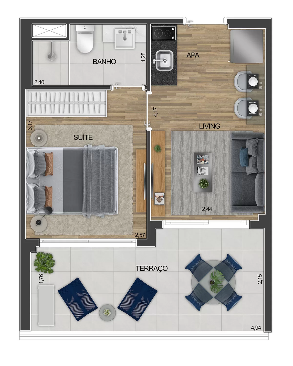 1 dorm - 32 m² – Level Brooklin