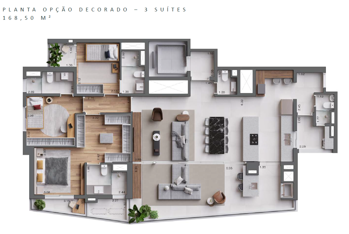 168 m² - 3 Suítes – Joaquim Brooklin
