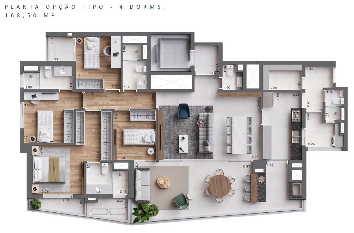 168 m² - 4 Dorms. – Joaquim Brooklin