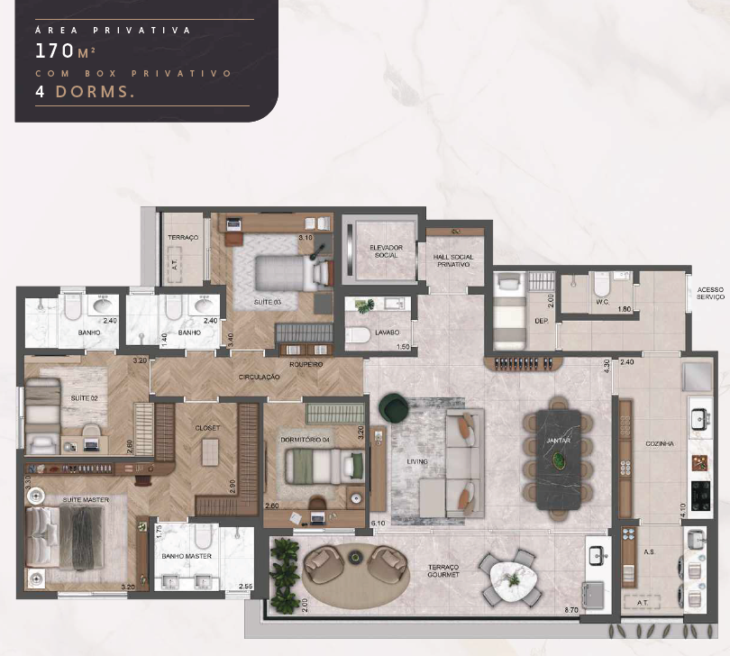 170 m² - 4 Dorms – The Selection Moema