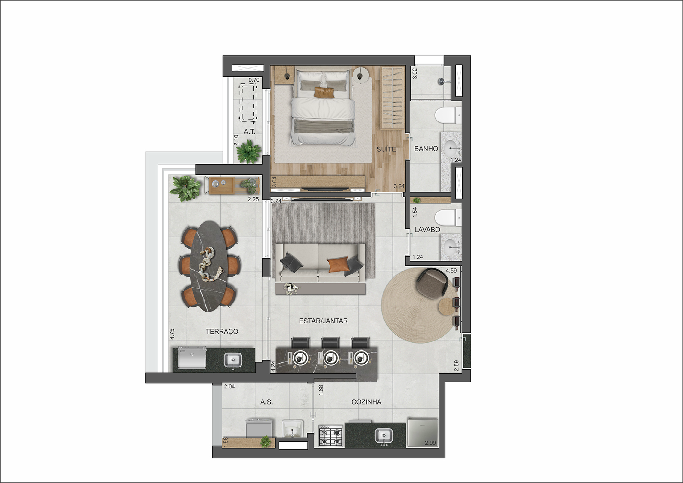 2 Dorm 60m² Living Ampliado – VP Moema