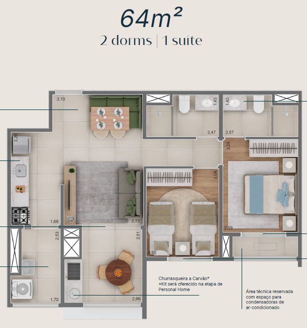 64m² – Raízes Premium Campo Belo