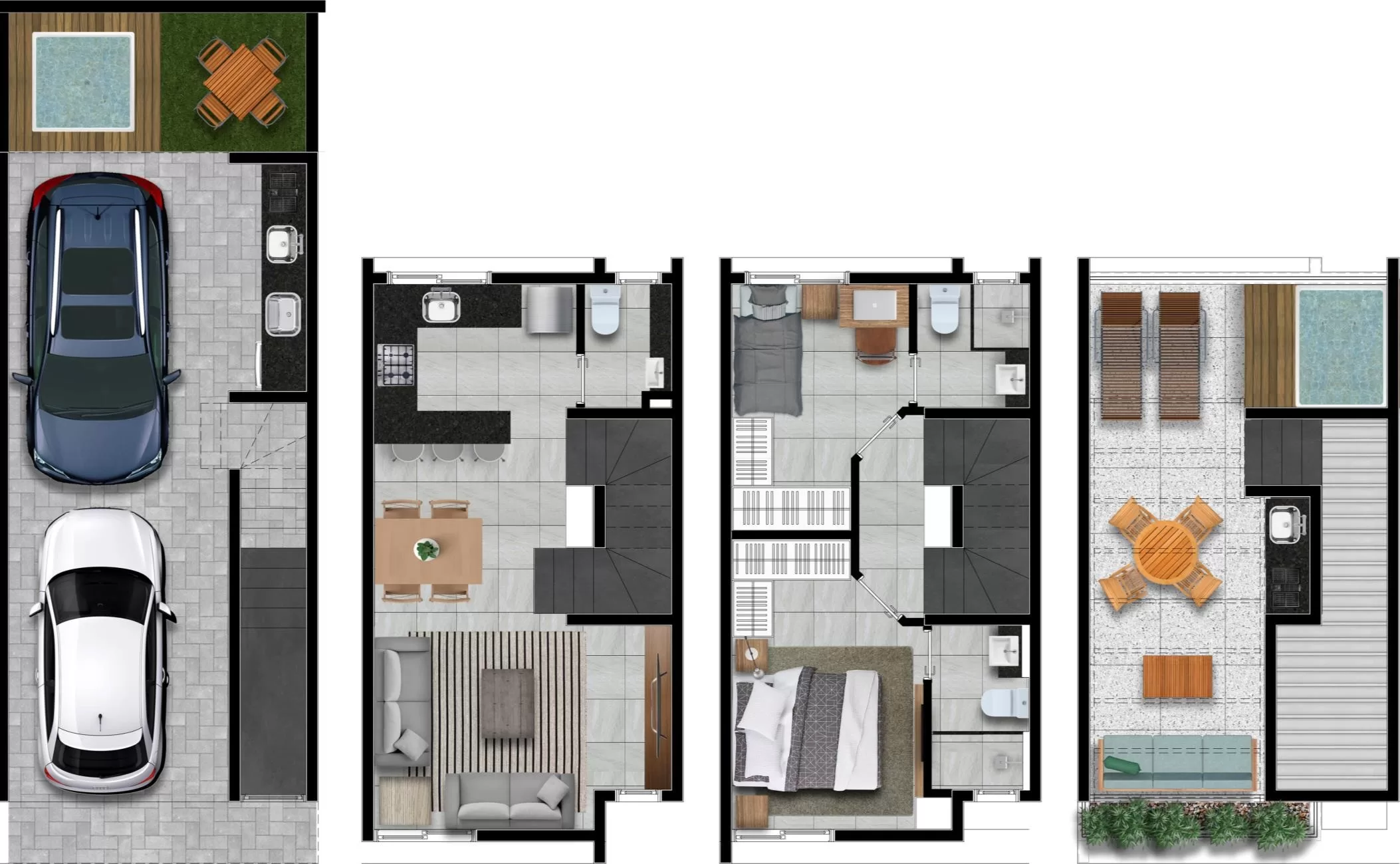 Planta 00 - 2 dorm 146,39m² – CUBE Villa