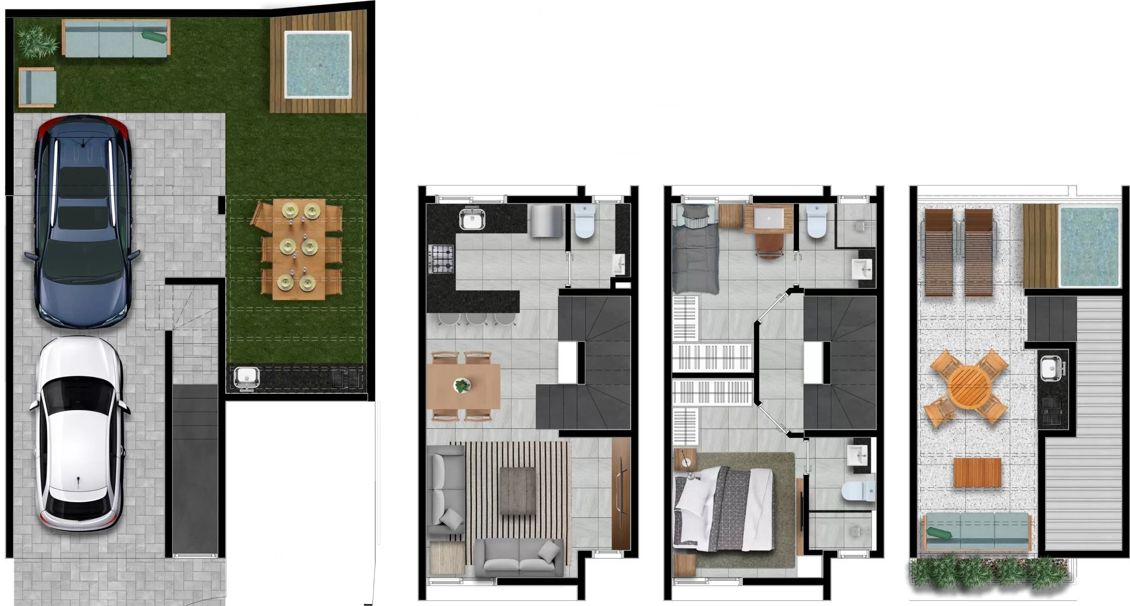 Planta 00 - 2 dorm 170,82m² – CUBE Villa