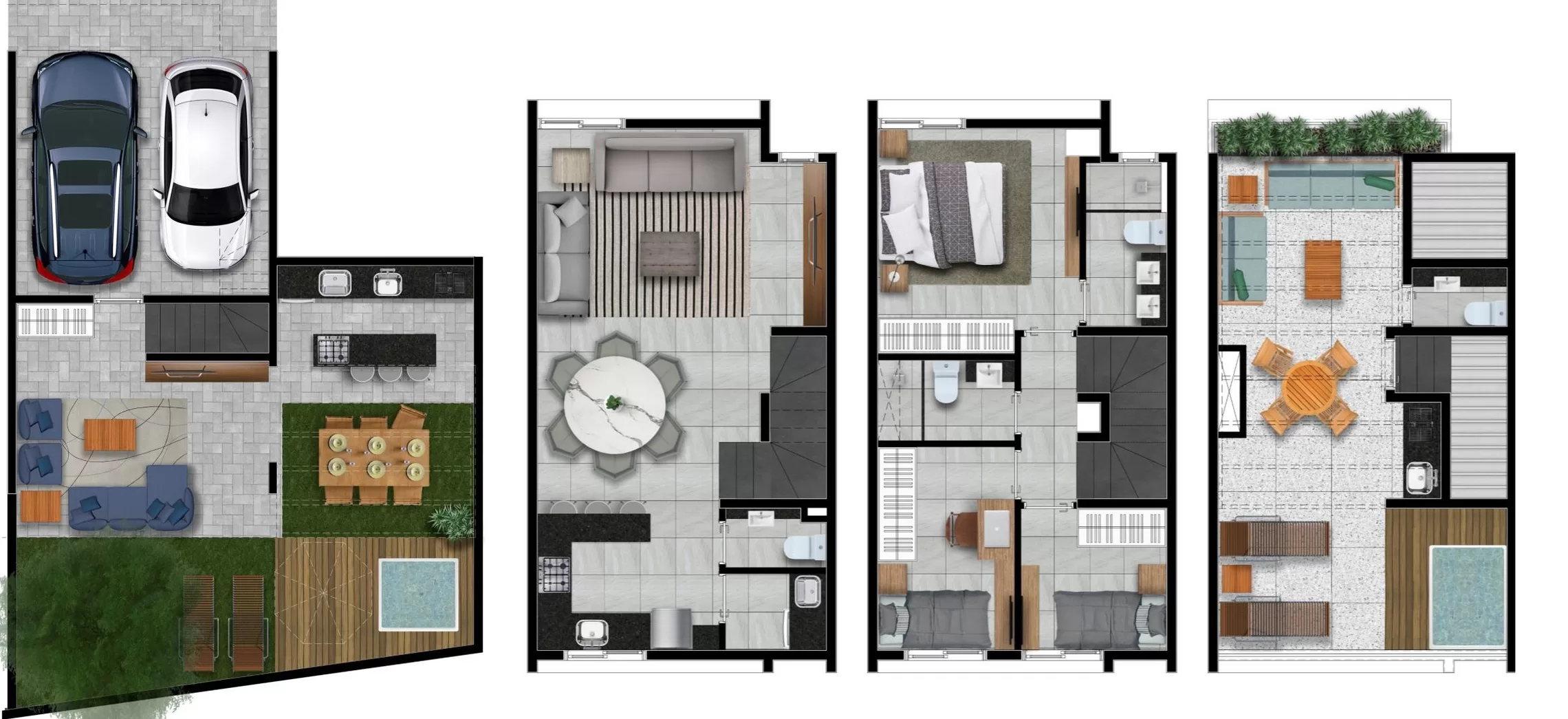 Planta 00 - 3 dorm 213,78m² – CUBE Villa