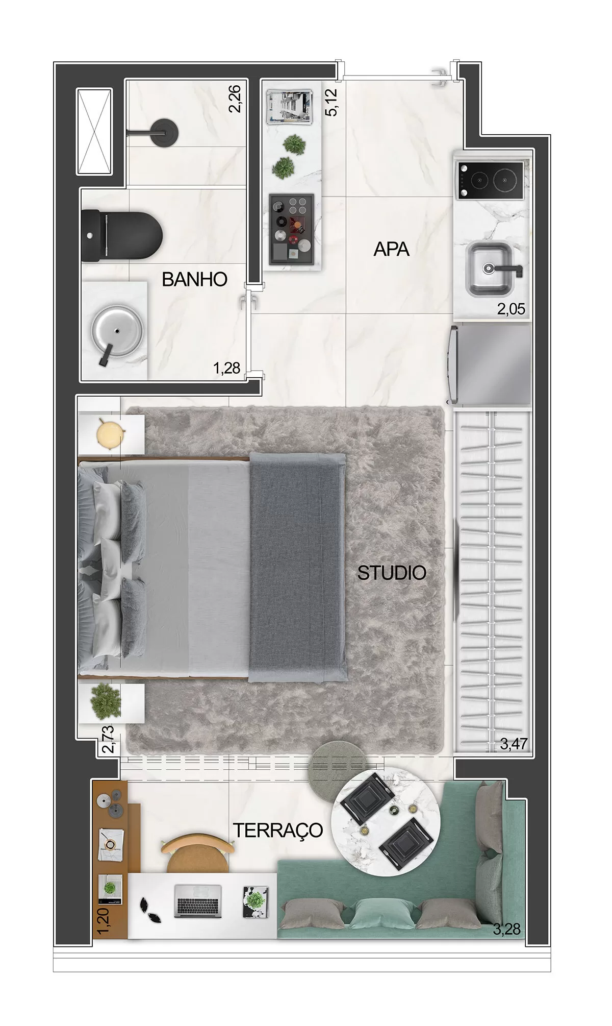 1 dorm 23m² - studio – Level Brooklin
