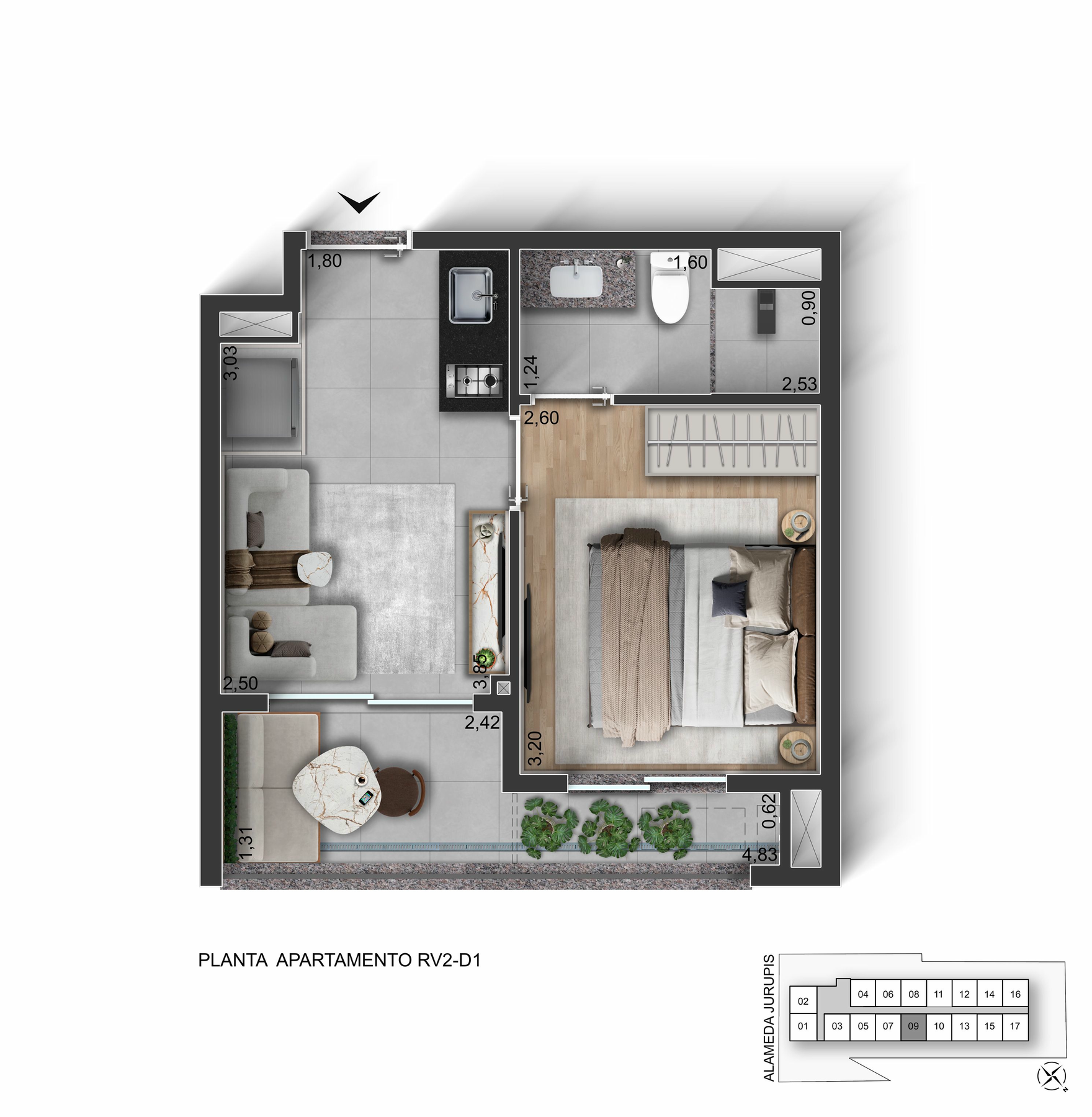 1 dorm | 29,59m² – Today Ibirapuera