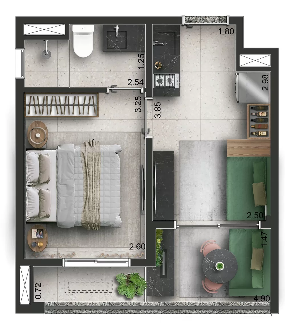 1 dorm | 30m² – Today Campo Belo