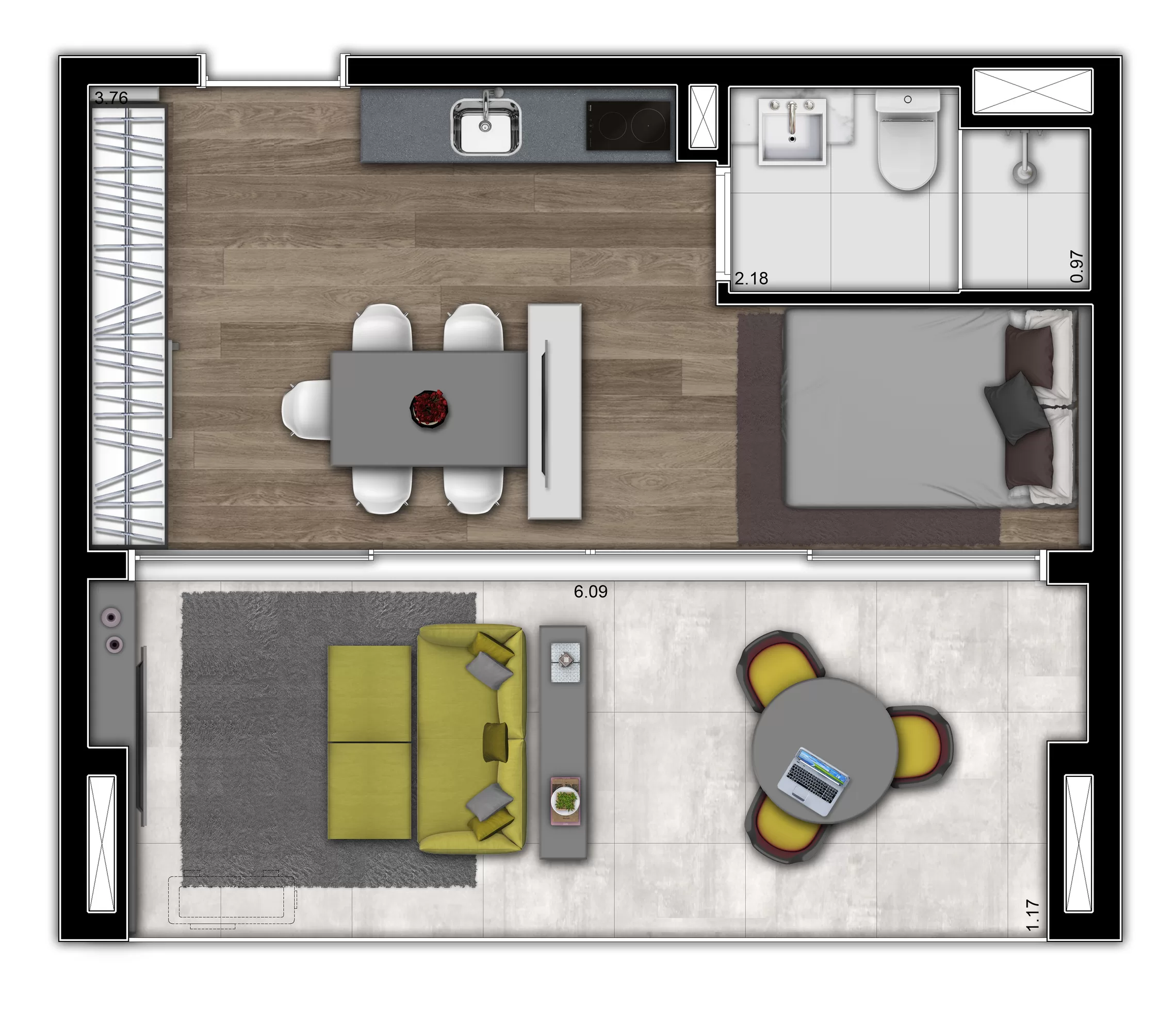 1-dorm-34m² – VN Millennium Faria Lima