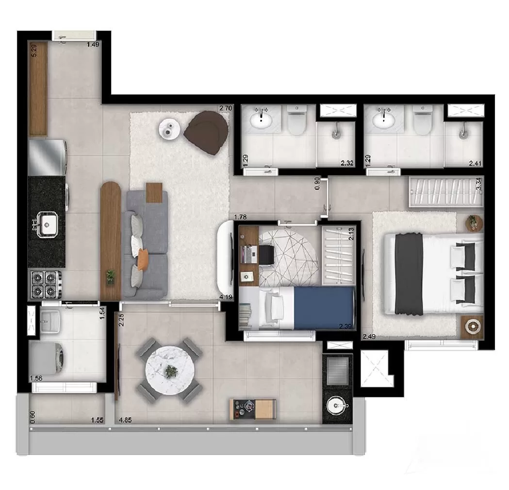 2 dorm 64m² – Mac Campo Belo