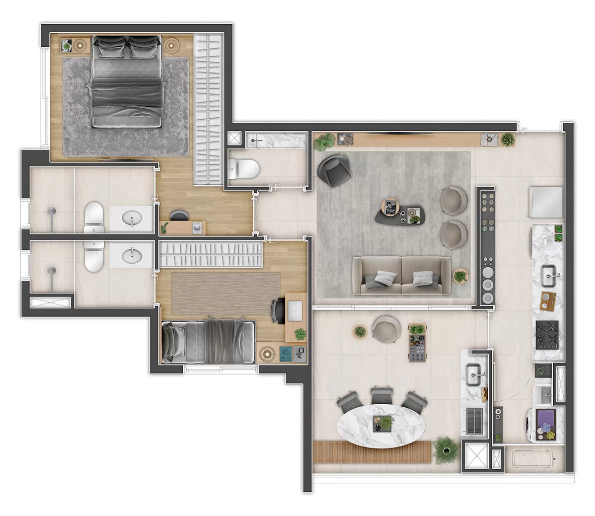 Planta 01 - 2 dorm 69m² – Triu 1722 – Residencial