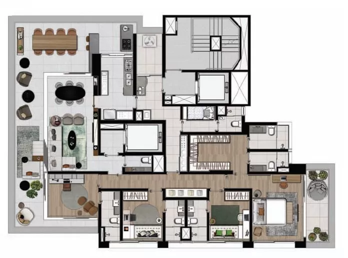 Planta 01 - 3 dorm 231m² – Agia Faria Lima