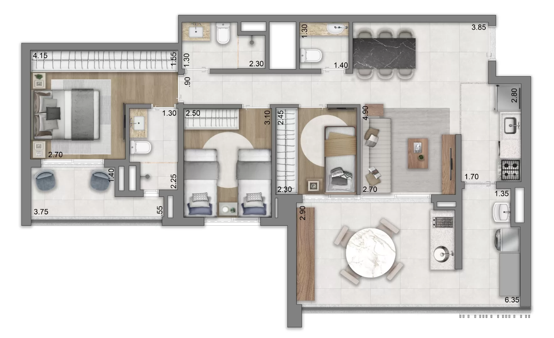 3 dorm | 94m² – Éden Park