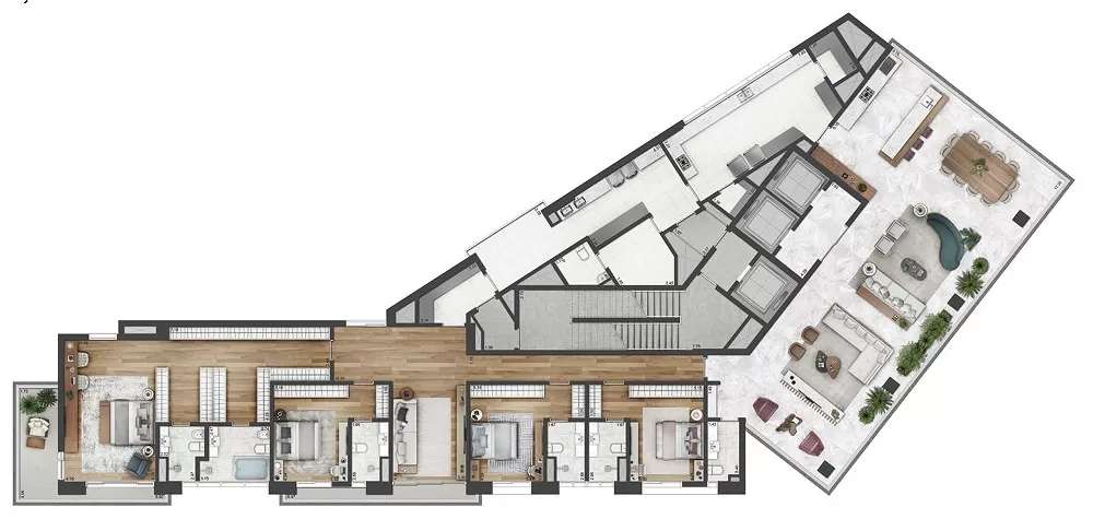 Planta 01 - 4 dorm 472m² – Arbórea Itaim