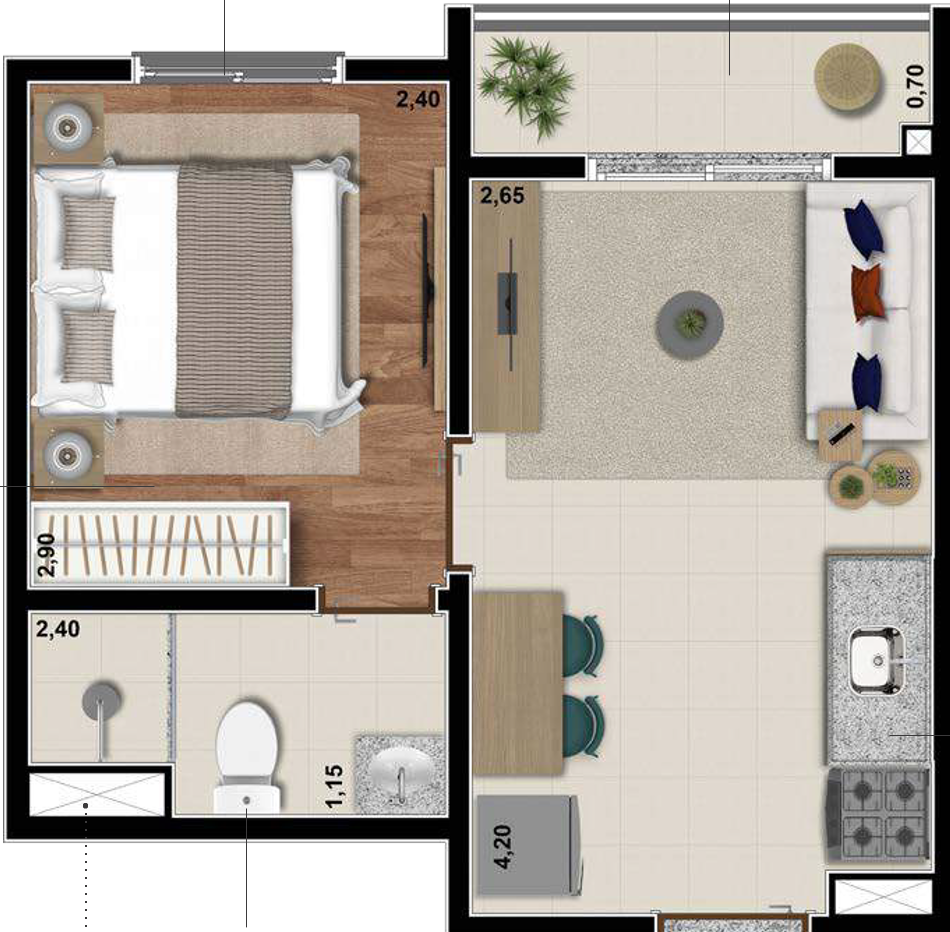 1 dorm 26 64m² – Orbi Saúde