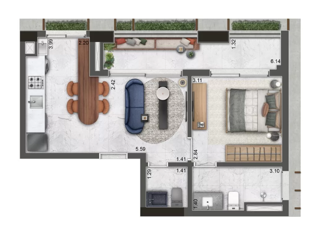 1-dorm-53m² – 177 Jerônimo – Residencial