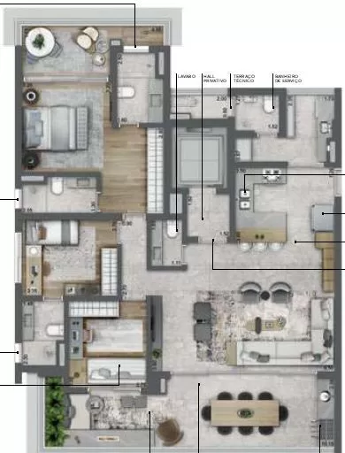 Planta 02 - 2 dorm 154m² - opção – Latitude Campo Belo – Residencial