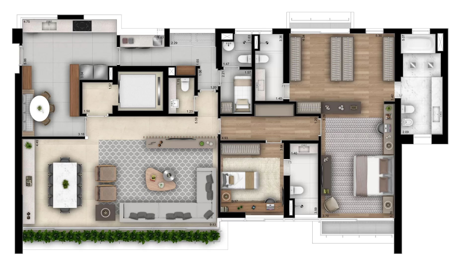 2 dorm 229m² - opção 1 – Casa Brasileira Itaim
