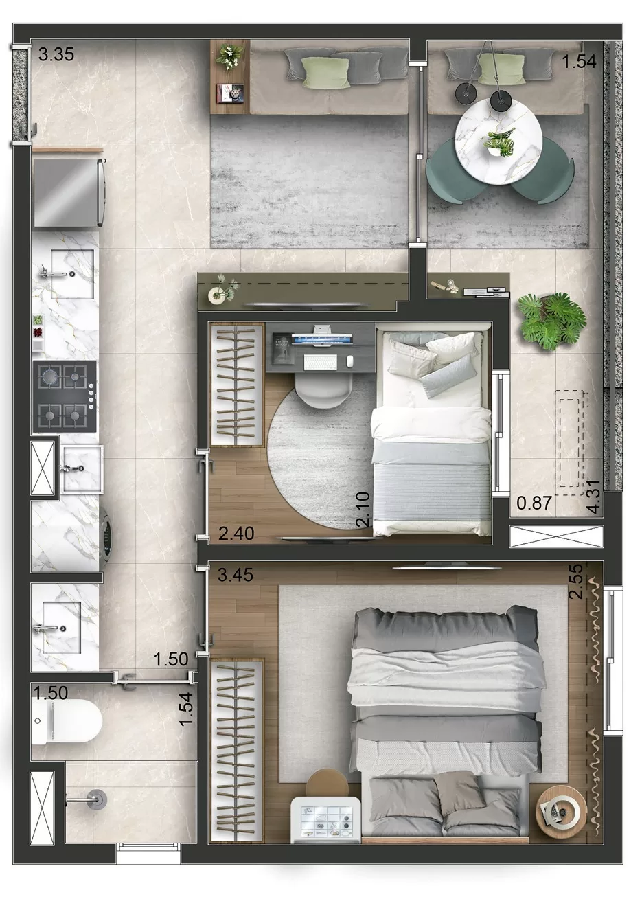 2 dorm | 40m² – Today Campo Belo