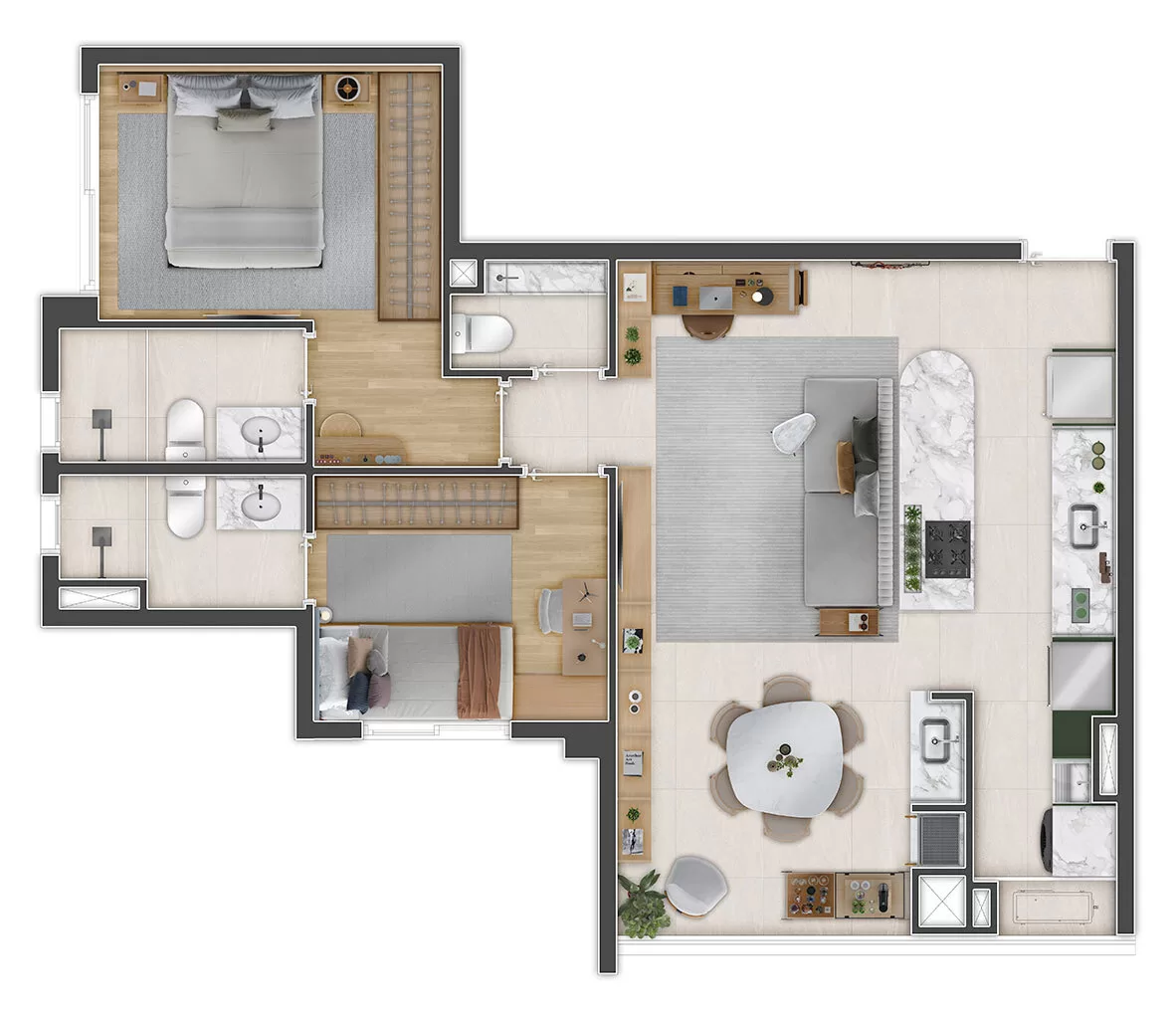 Planta 02 - 2 dorm 69m² - opção – Triu 1722 – Residencial