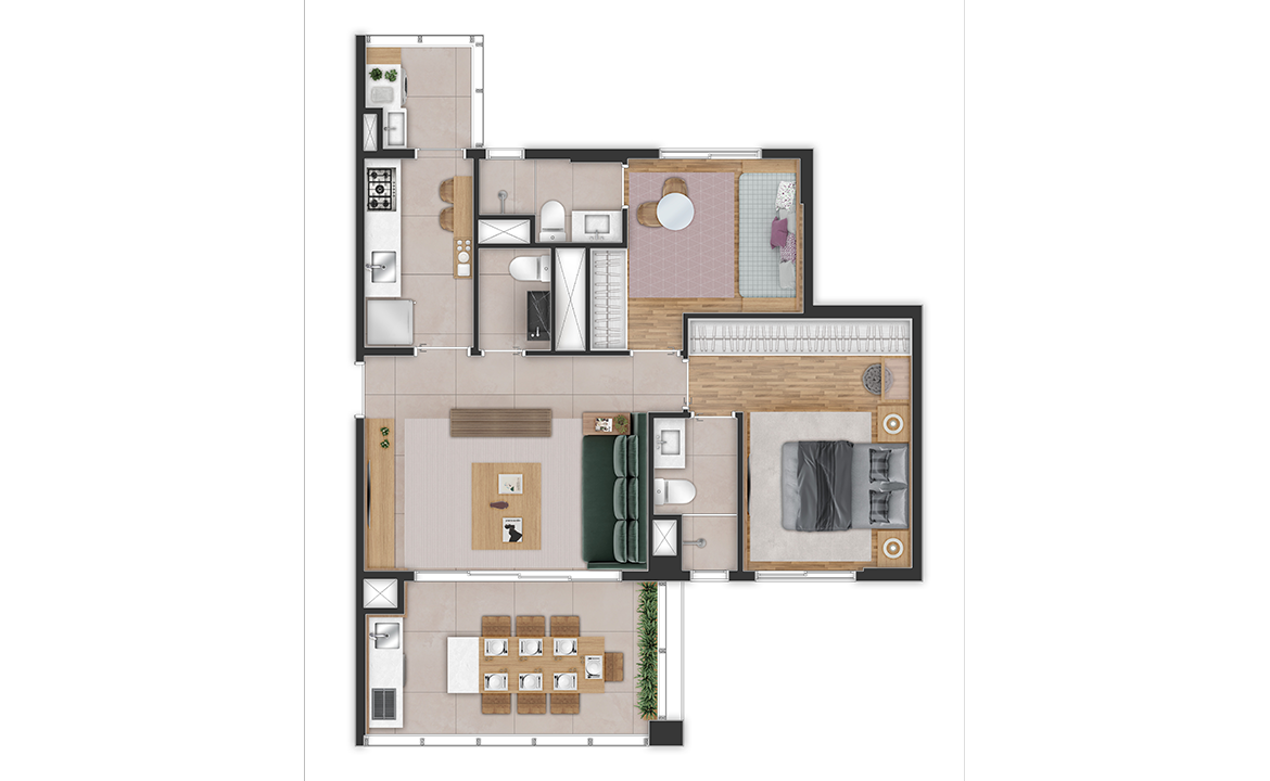 Planta 02 - 2 dorm 73m² – All Campo Belo