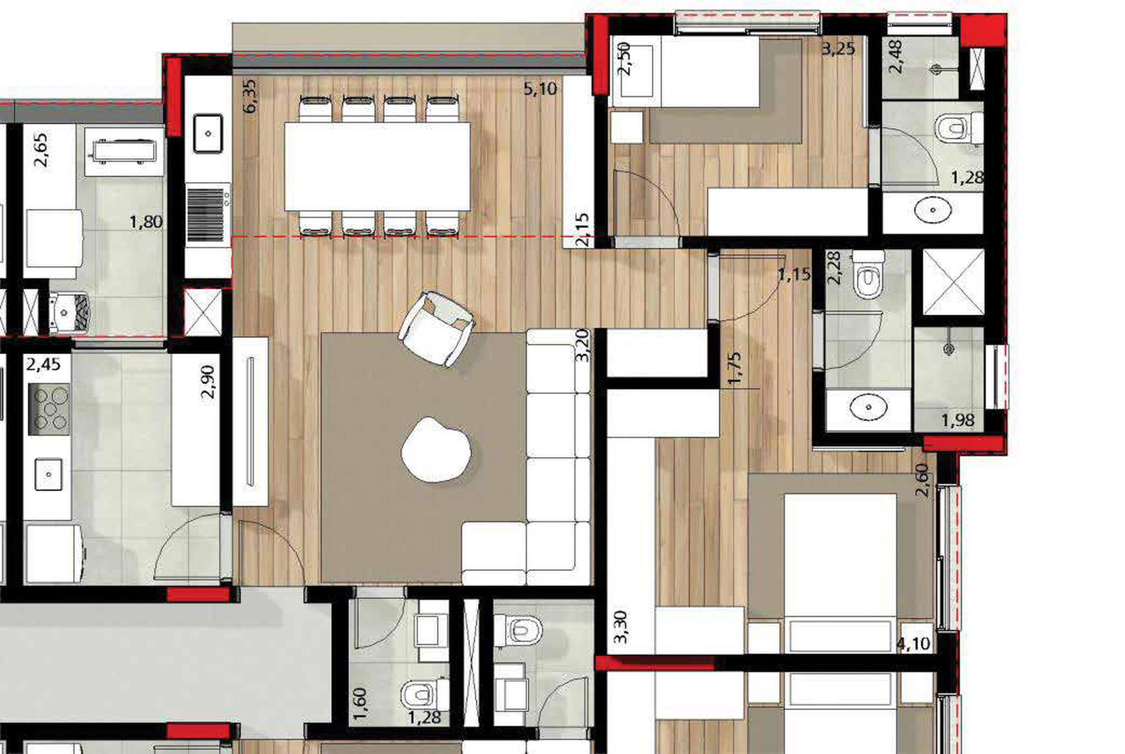 Planta 02 - 2 dorm 88m² – Quintessence Campo Belo