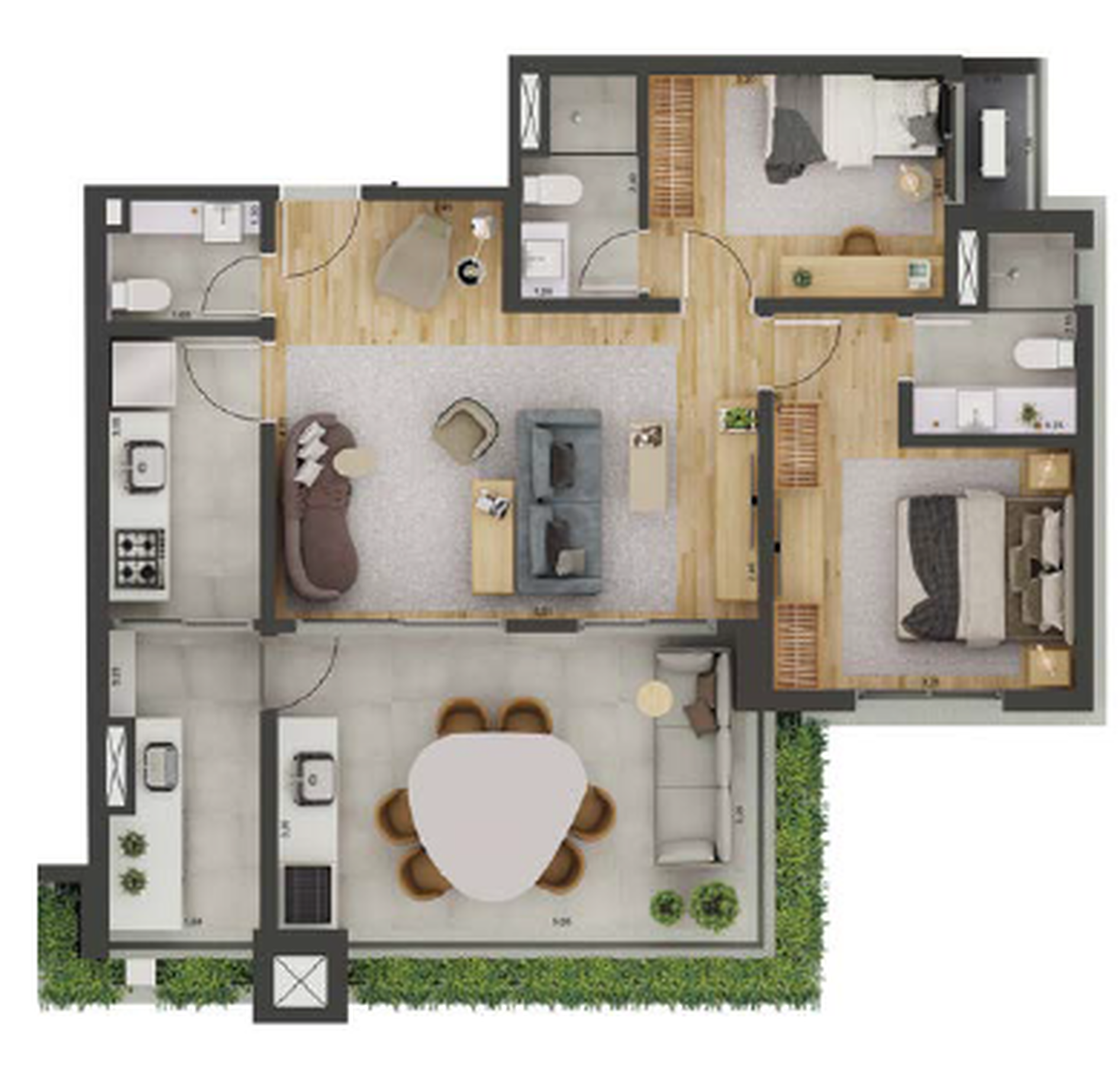 Planta 02 - 2 dorm 89m² – Florea Bosque da Saúde