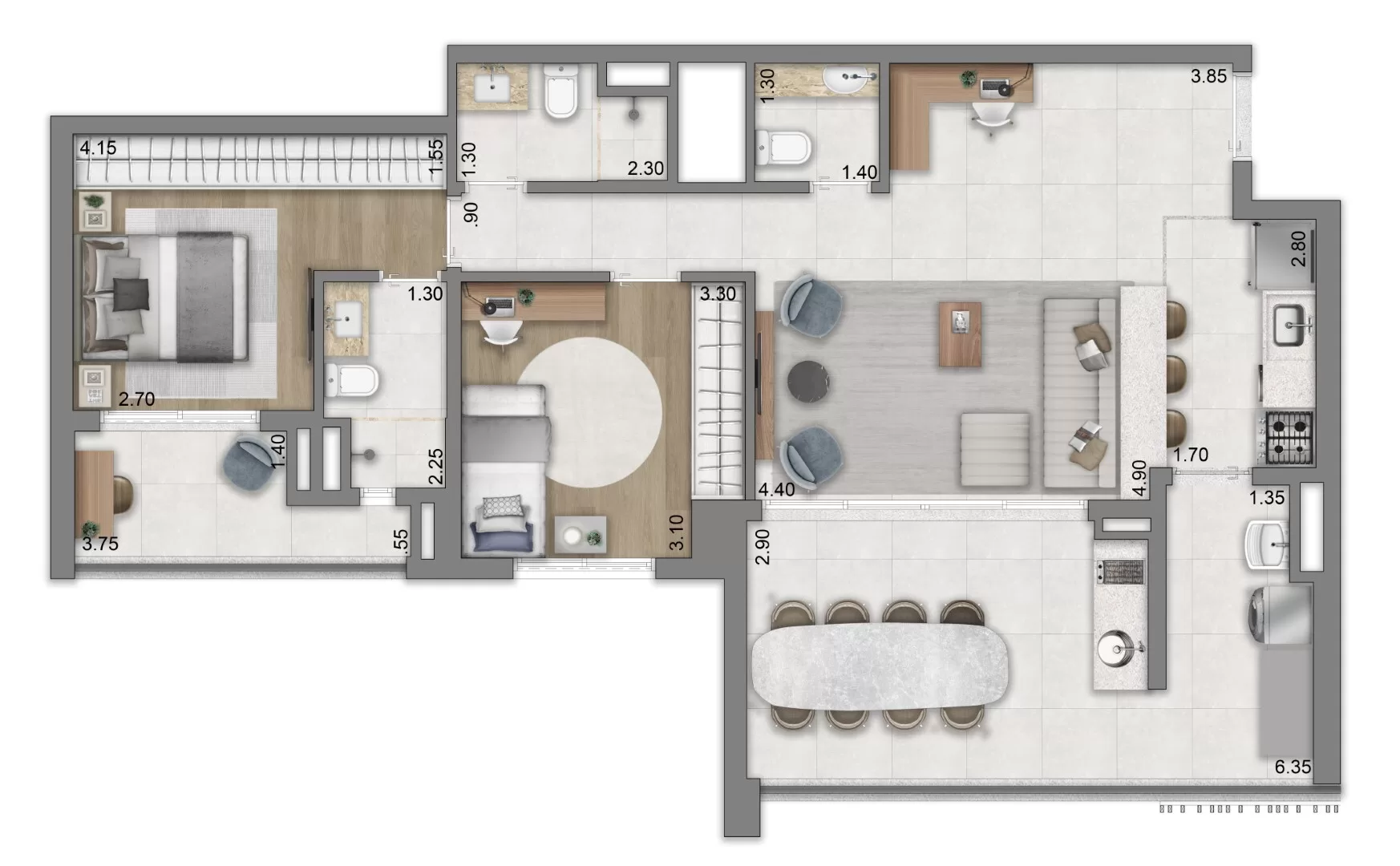 2 dorm | 94m² | opção – Éden Park