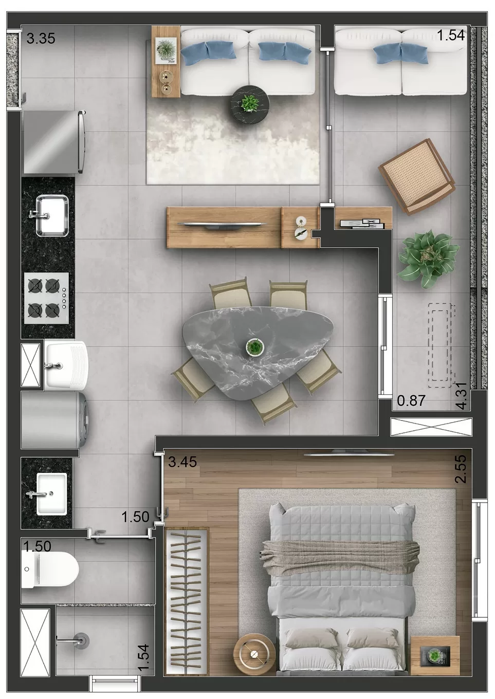 1 dorm | 40m² - opção – Today Campo Belo