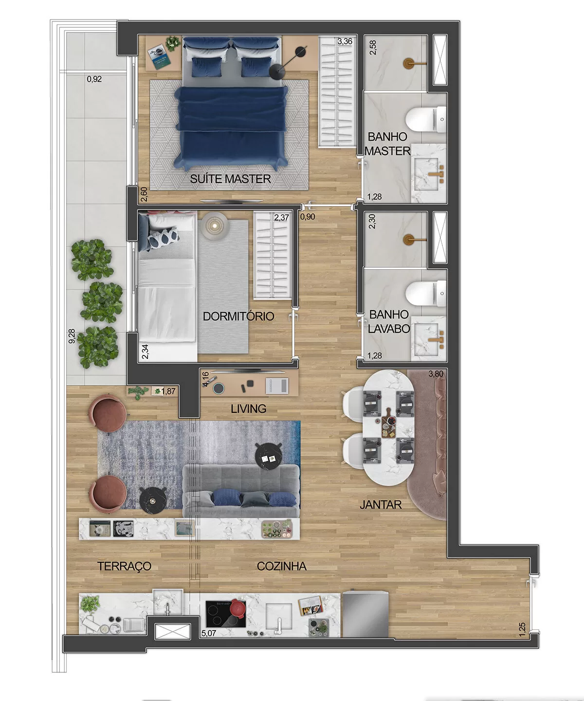 2 dorm 57m² – Level Brooklin