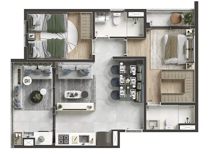 2 dorm 63,13m² – Today Saúde