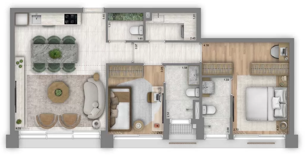 Planta 03 - 2 dorm 80m² – Art’Stone Residences